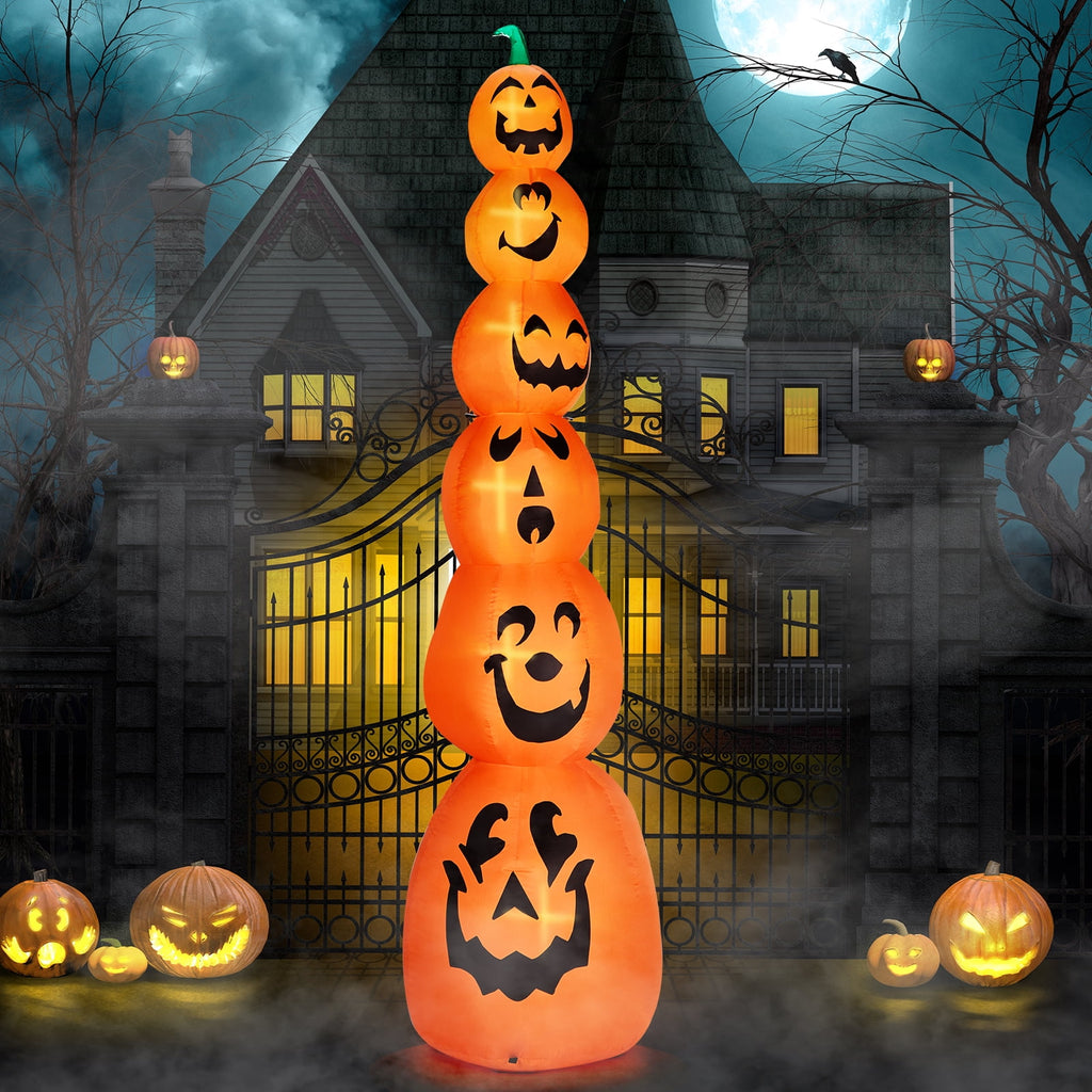 UBesGoo 9' Halloween Inflatable Stacked Pumpkins, Blow up 6 Pumpkins Built-in LED Lights Outdoor Decorations