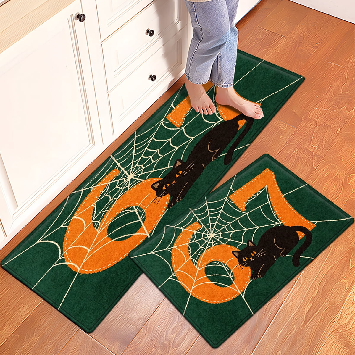 CCTFS Halloween Skeletons Holding Hot Drinks Household 1Pc Flannel Mat and Kitchen Rugs,Soft Non-slip for Bedroom Entryway