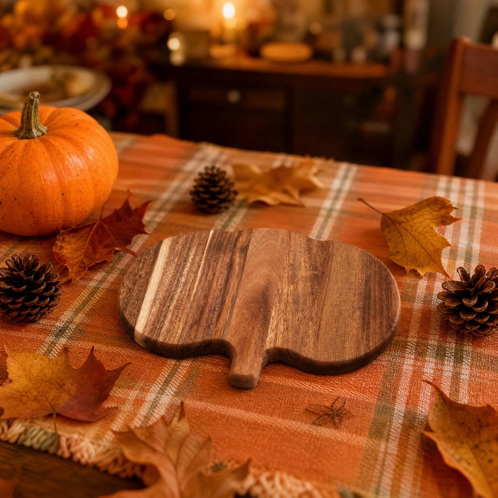 geerera Pumpkin Shaped Wooden Serving Board, Cheese & Charcuterie Platter for Fall, Thanksgiving & Halloween Parties