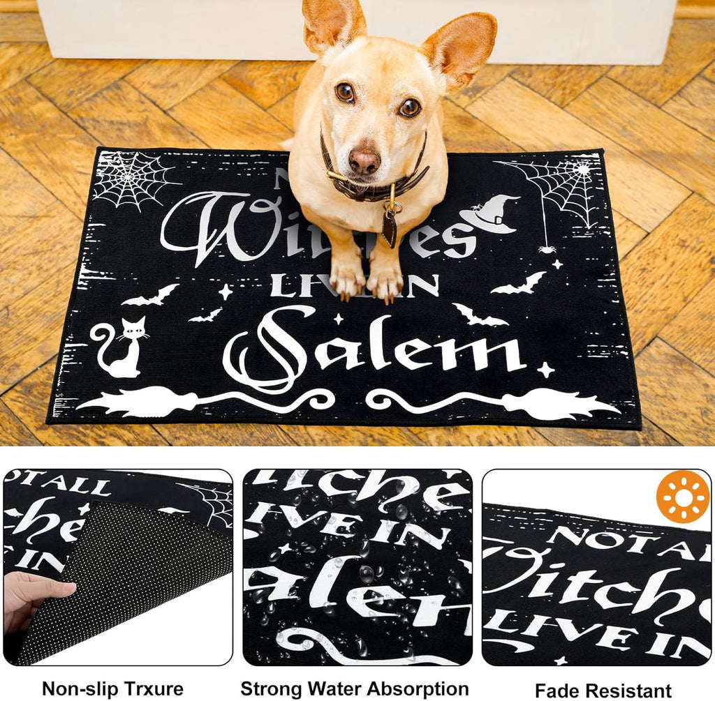 2 Pack Halloween Kitchen Mats Witches Rugs Gothic Kitchen Decor Farmhouse Halloween Doormat Outdoor Vintage Non-Slip Floor Mats Retro Halloween Rugs Decor for Home Kitchen Party (Gothic)