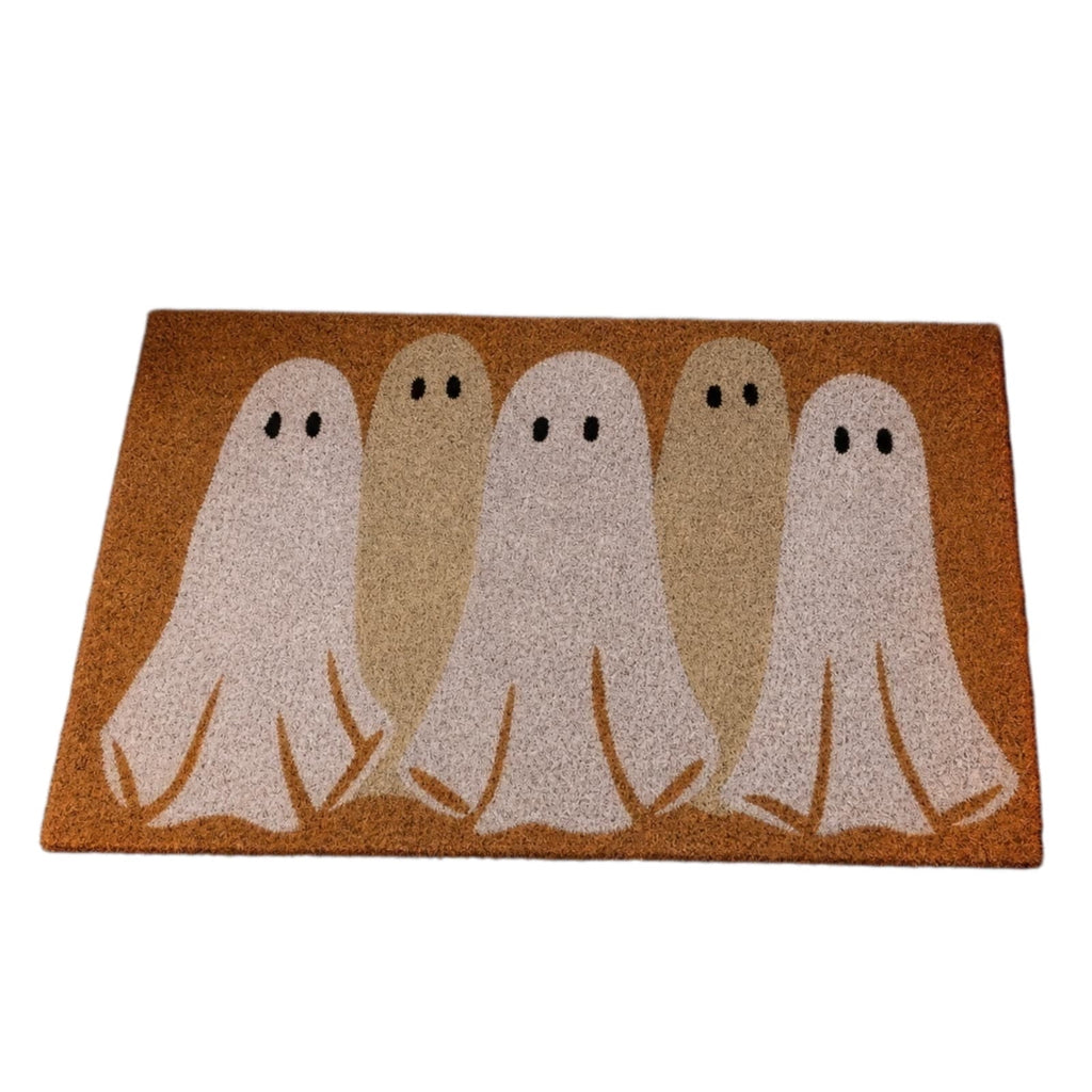 Cute Ghost Family Halloween Doormat - Spooky Fall Welcome Mat with Five Playful Ghosts for Front Porch Entryway Indoor Outdoor Decor