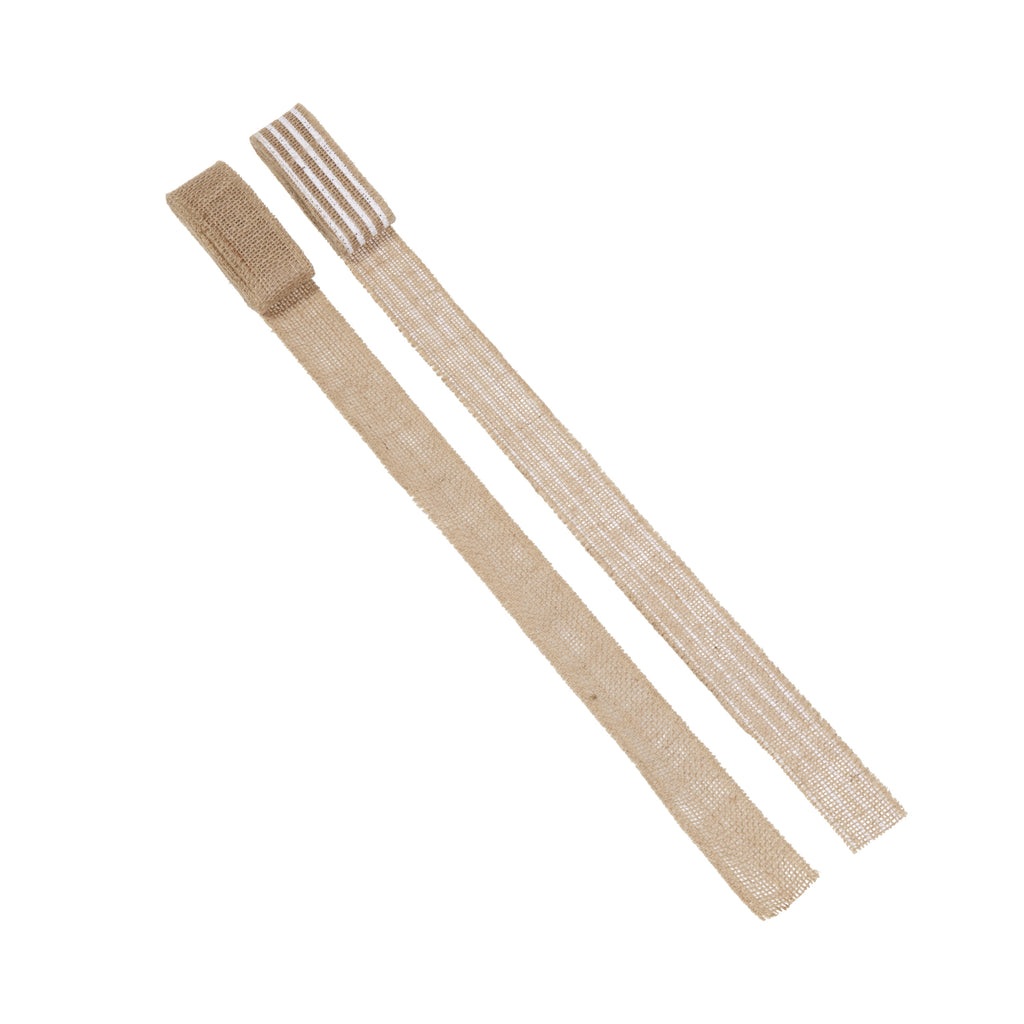 Love, Laugh, Craft Burlap Ribbon Set, 1.5"W x 3-Yds, Natural/White Stripe