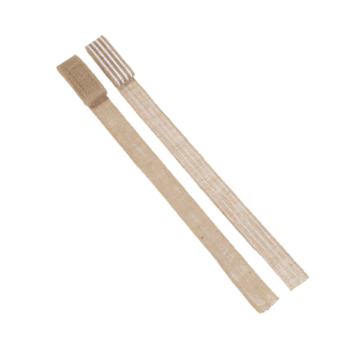 Love, Laugh, Craft Burlap Ribbon Set, 1.5"W x 3-Yds, Natural/White Stripe