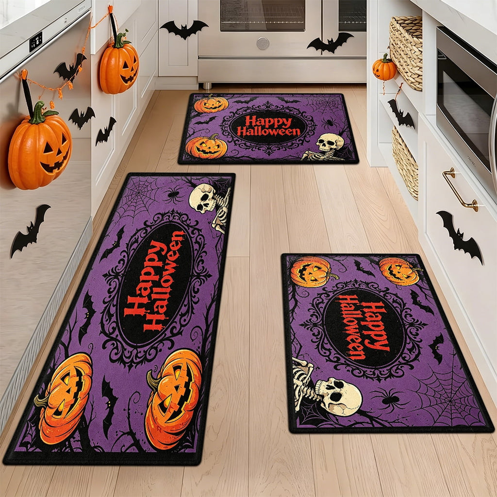 YIMEIS Halloween Pumpkin Lanterns 1Pc Flannel Mat and Kitchen Rugs,Soft Non-slip,Perfect for Home Bathroom