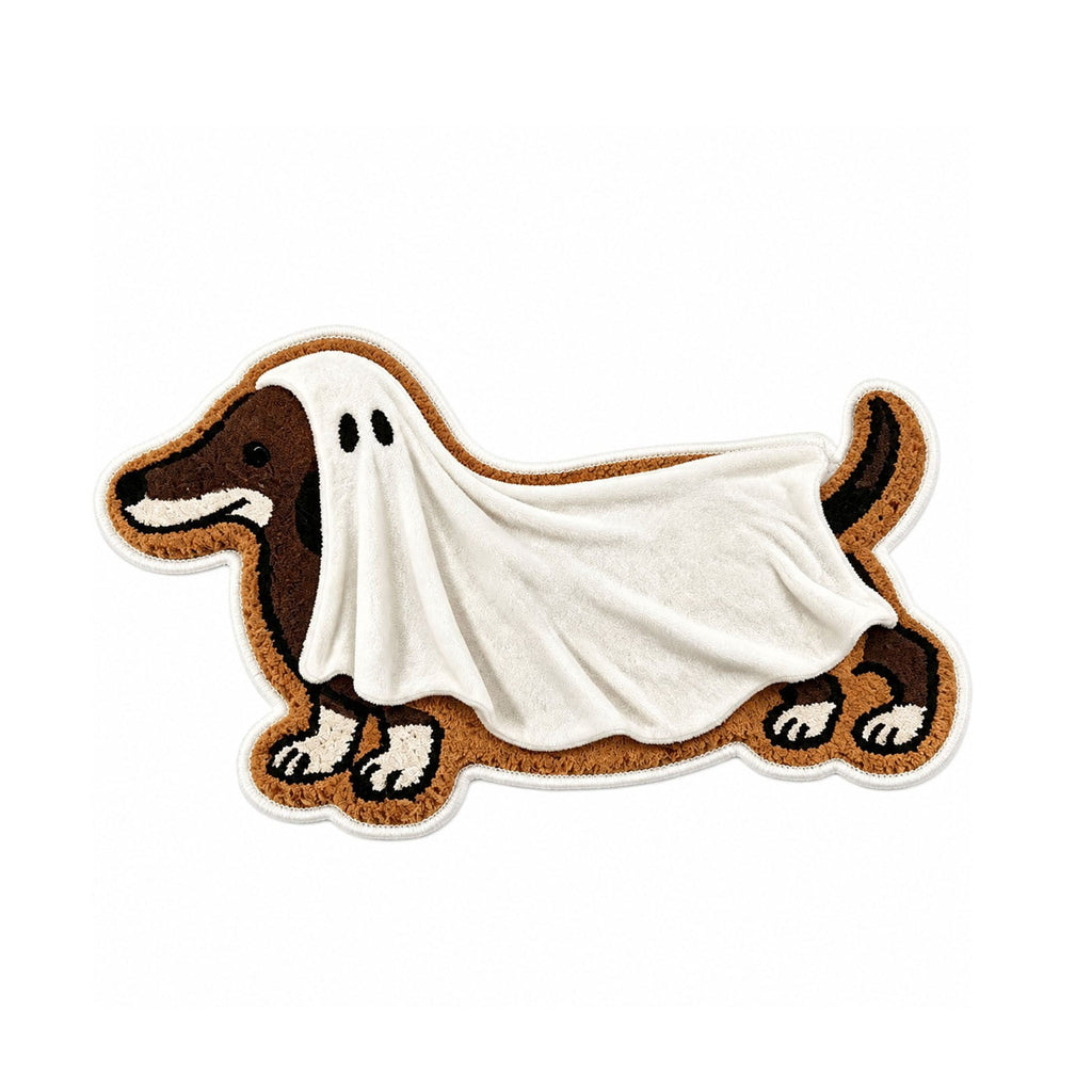 Clearance! Halloween Dachshund Ghost Doormat, Special-Shaped Floor Mat, Faux Wool Absorbent Entry Rug, Funny Cute Dog Silhouette Welcome Mat for Front Yard Doorway Indoor Outdoor, 23.62*15.75"