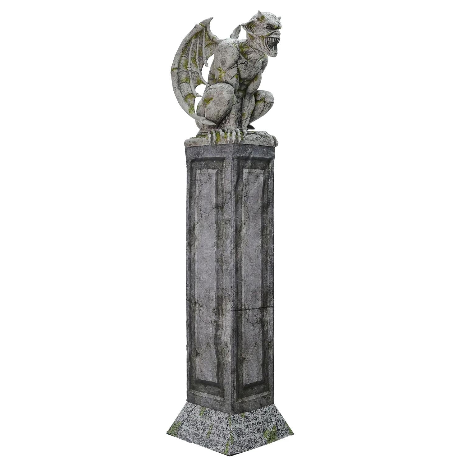 Seasonal Visions 8 ft Oversized Gargoyle Pillar Animated Prop - Gray