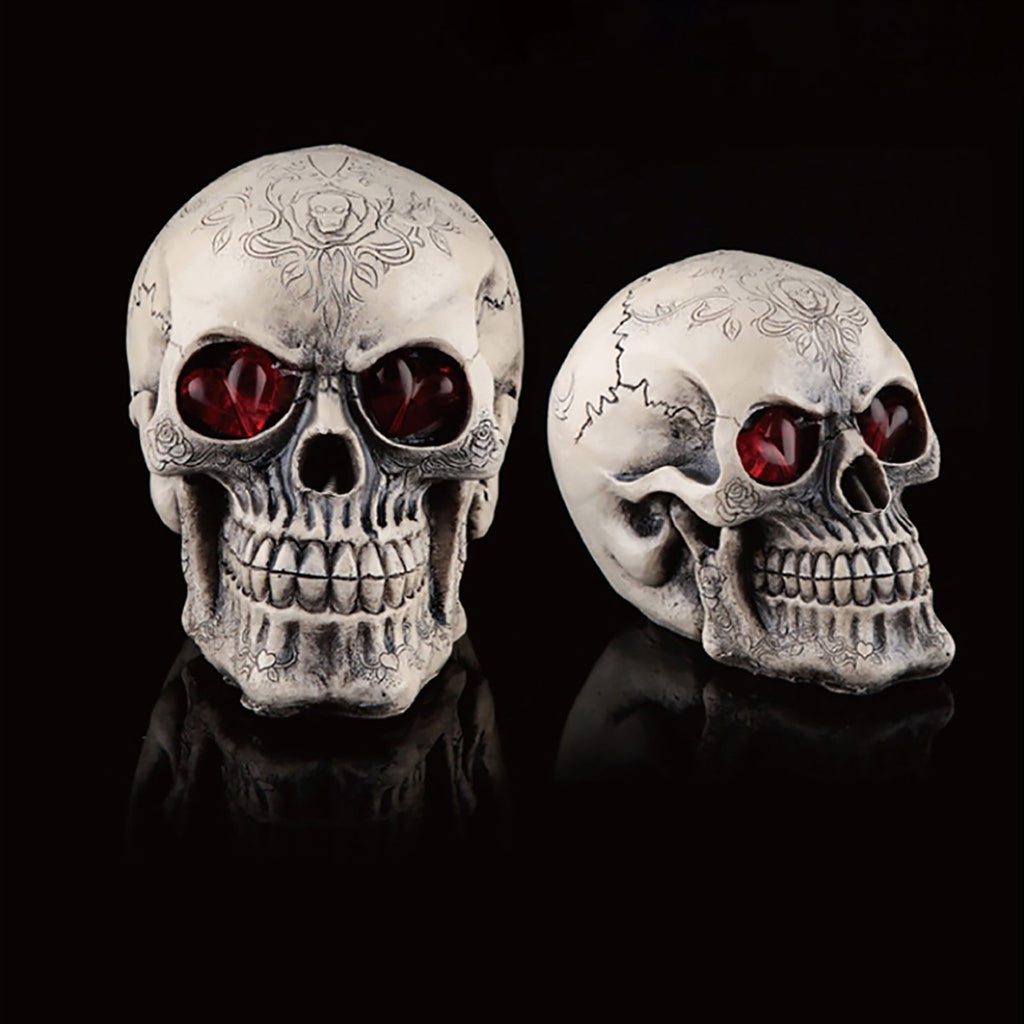 Matoen Halloween Skull Decorations Indoor Table Desk Home Decor Haunted House Halloween LED Lights Up Eyes Party Supplies Animated Skull Scary Eyeballs