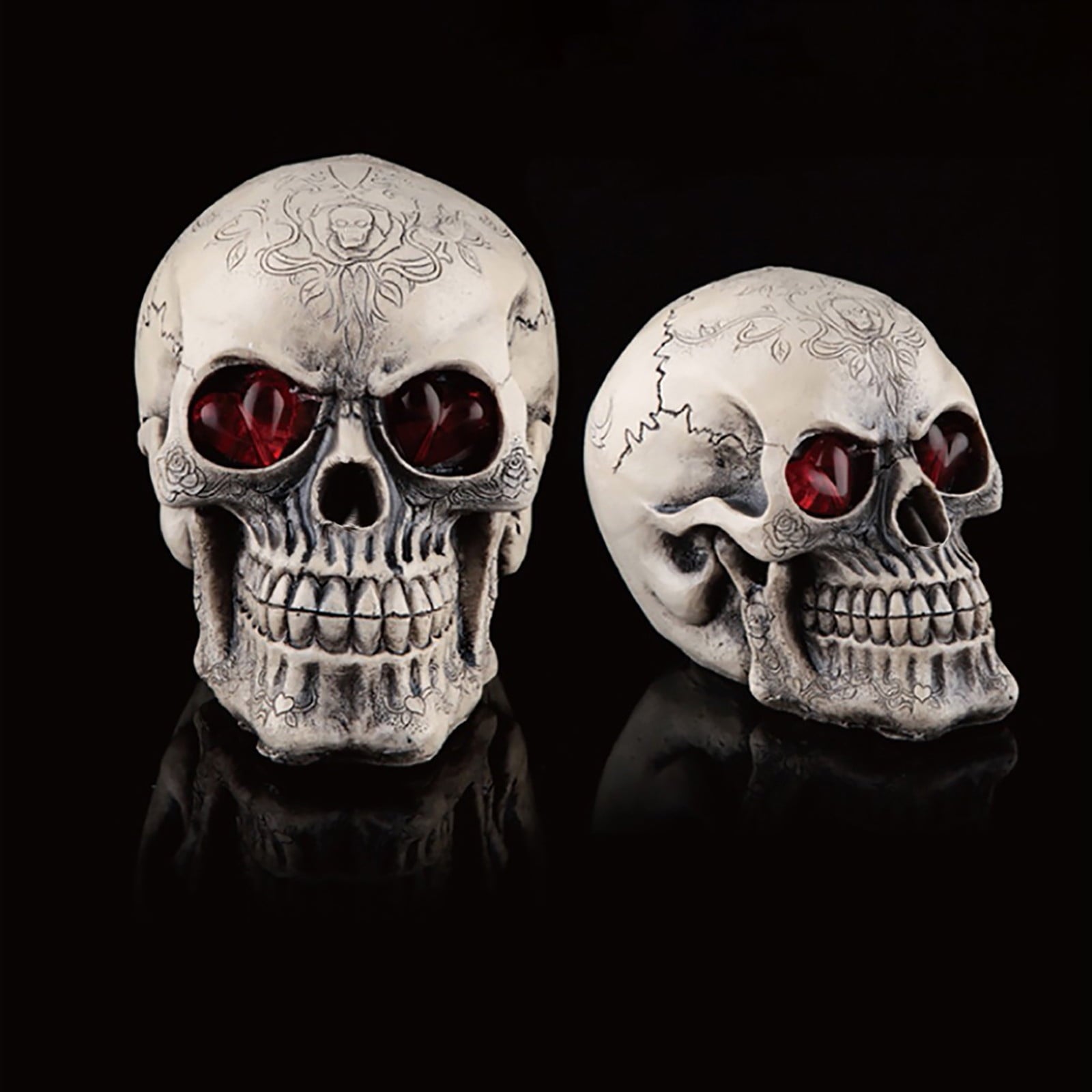 Matoen Halloween Skull Decorations Indoor Table Desk Home Decor Haunted House Halloween LED Lights Up Eyes Party Supplies Animated Skull Scary Eyeballs