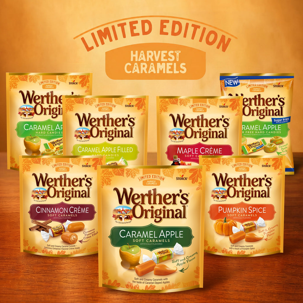 Werther's Original Limited Edition Fall Harvest Caramel Apple Soft Caramels, 8.57 oz Bag