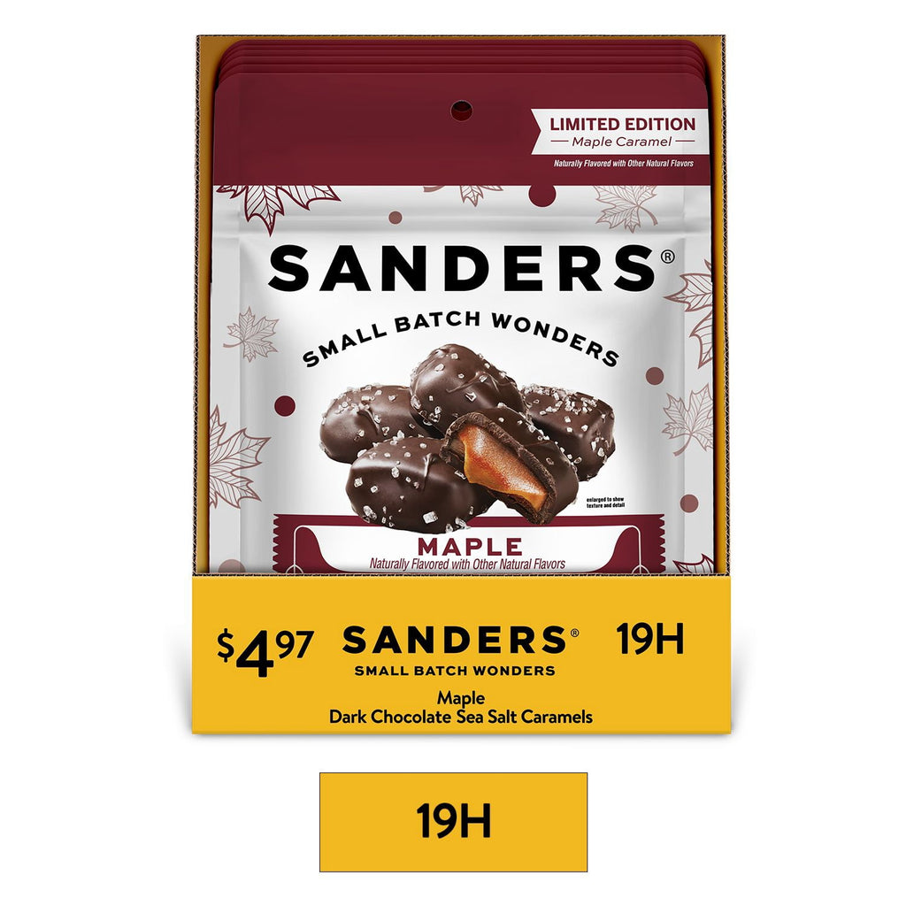 Sanders Dark Chocolate Covered Maple Flavored Sea Salt Caramels, 5 oz Bag