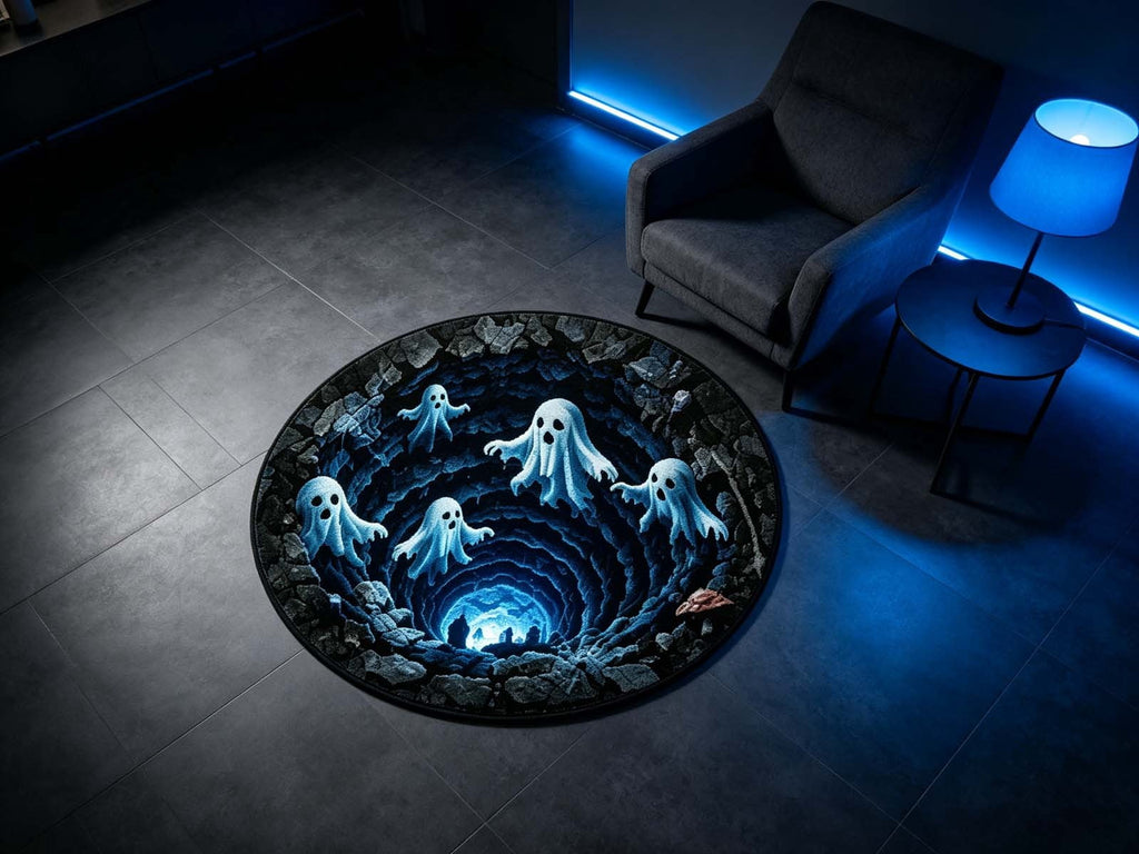 3D Halloween Round Rug, Illusion Halloween Round Mat, Funny Rug with Non-Slip Soft Visual Effect Door Mat for Living Room Indoor Decor