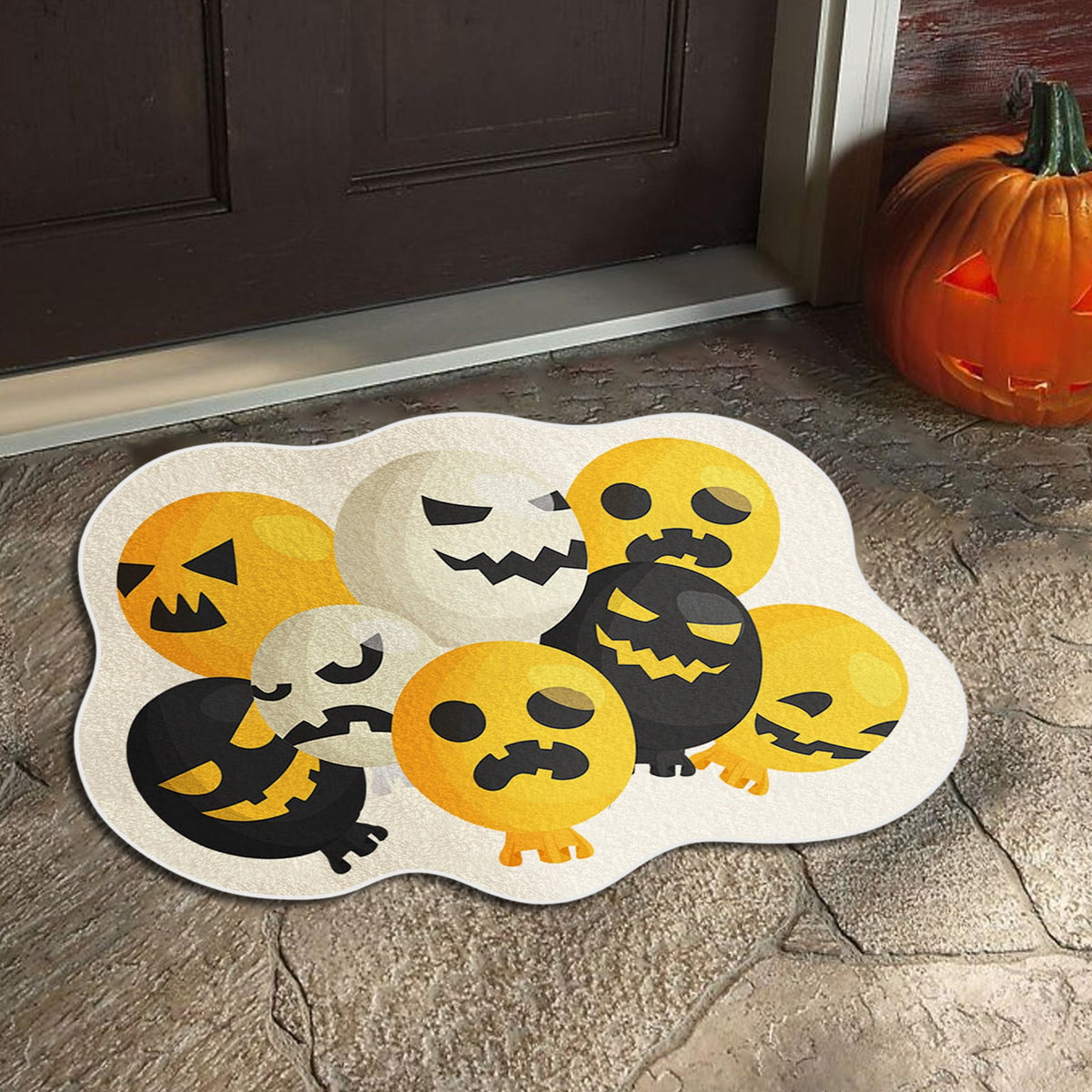 Xuniizn Halloween Mat, 16X24" Velvet Halloween Door Mat for Outside Entrance, Spooky Halloween Rug for Outdoor & Indoor, Non Slip Washable Halloween Doormat, Halloween Bathroom Decor