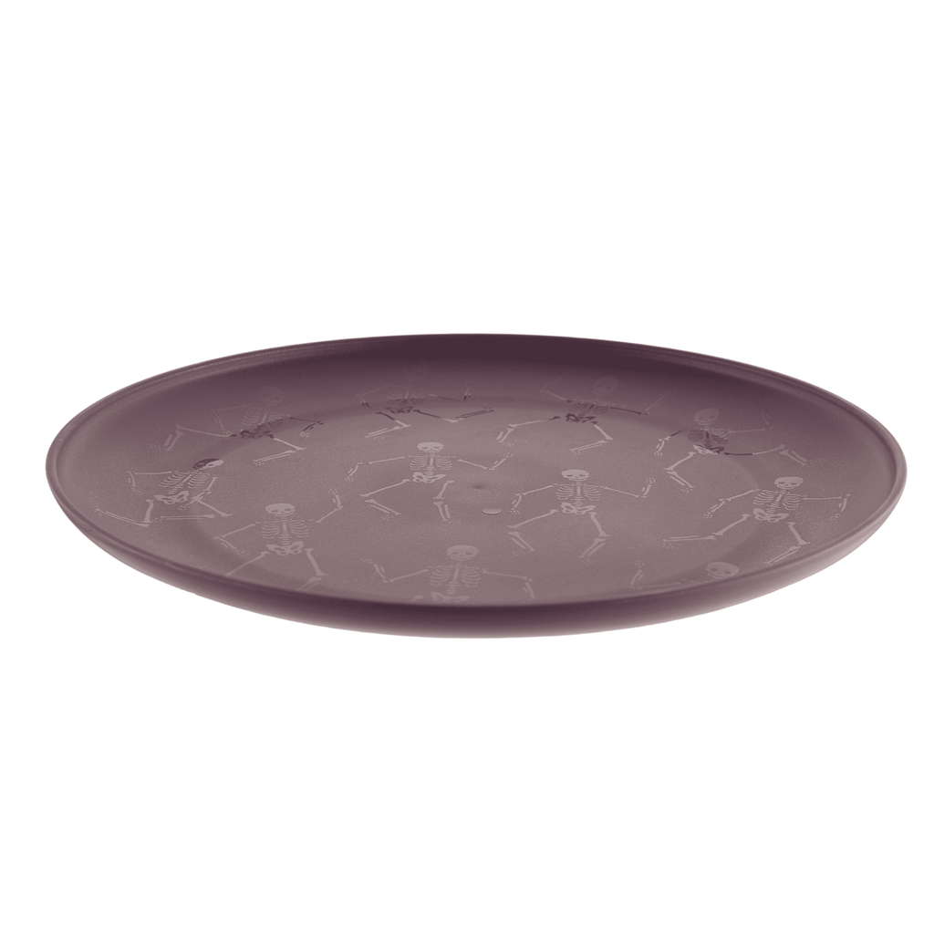 Mainstays 10.5 in Round Plastic Halloween Bats Dinner Plate, Black