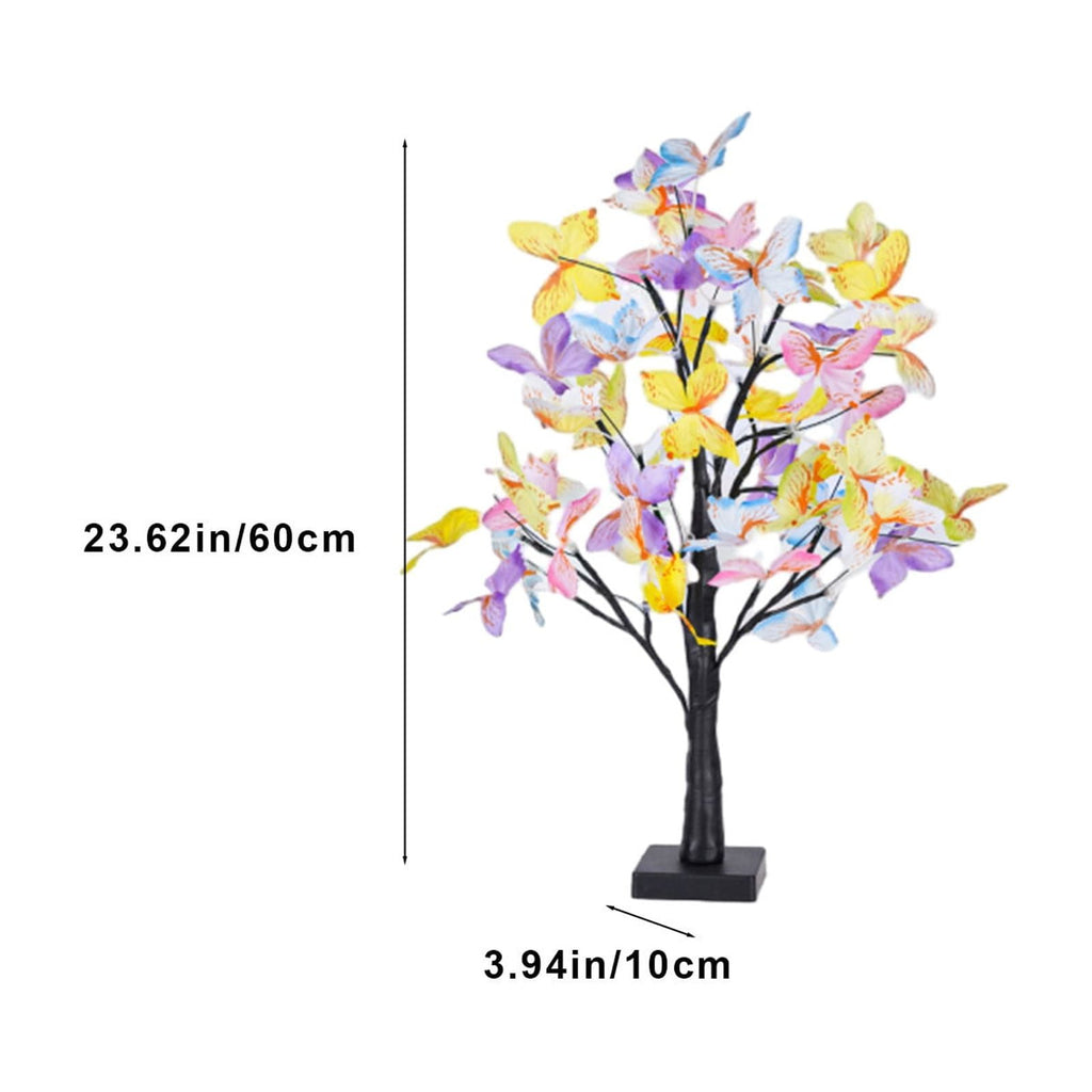 Konghyp LED Butterfly Tree Lights – White Birch Christmas Lights with Colorful Butterfly Ornaments, Ideal for Festive Decor and Creating a Magical Holiday Atmosphere.