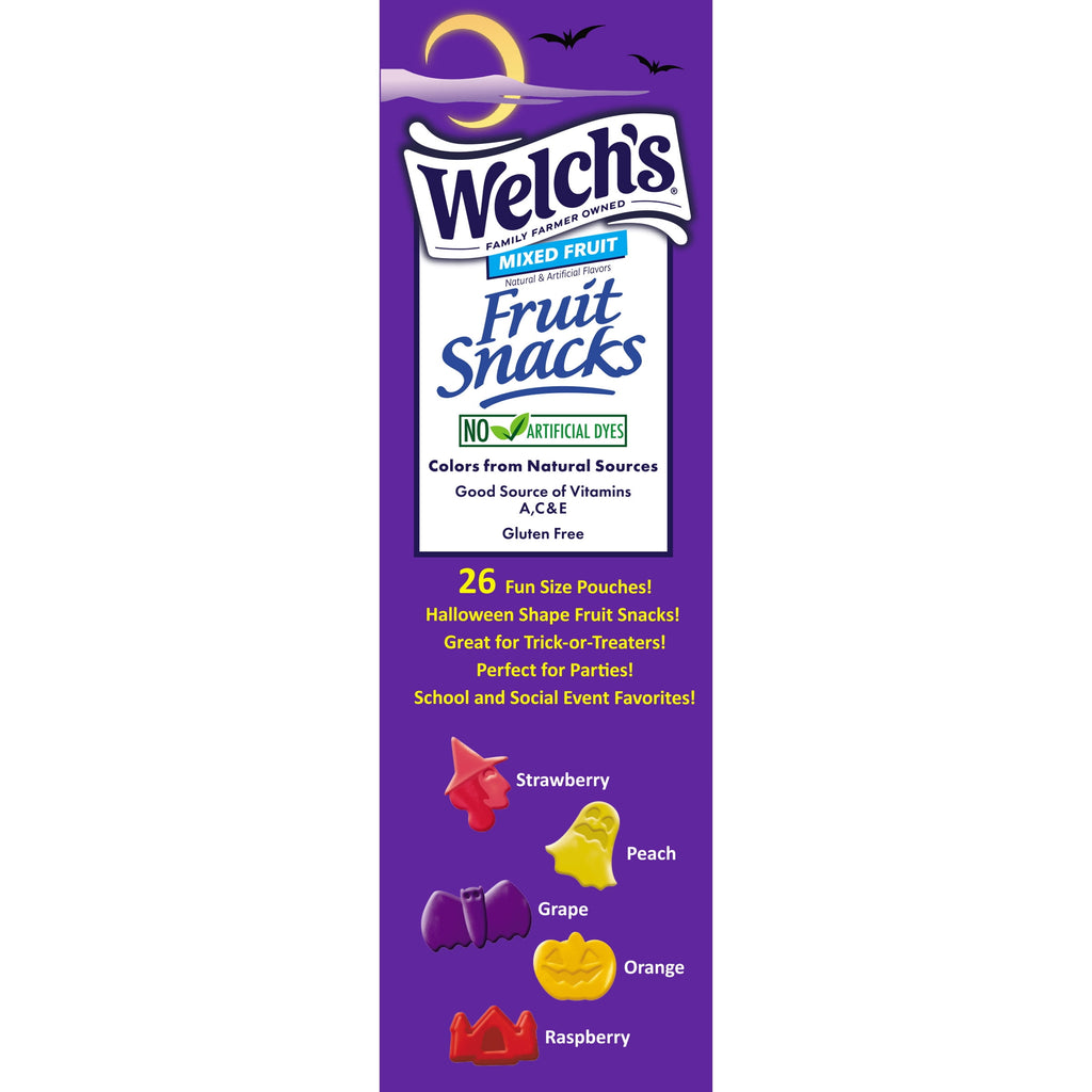 Welch's Fruit Snacks, Halloween, Mixed Fruit, Soft Kids Snacks, 0.5 oz, 26 Count