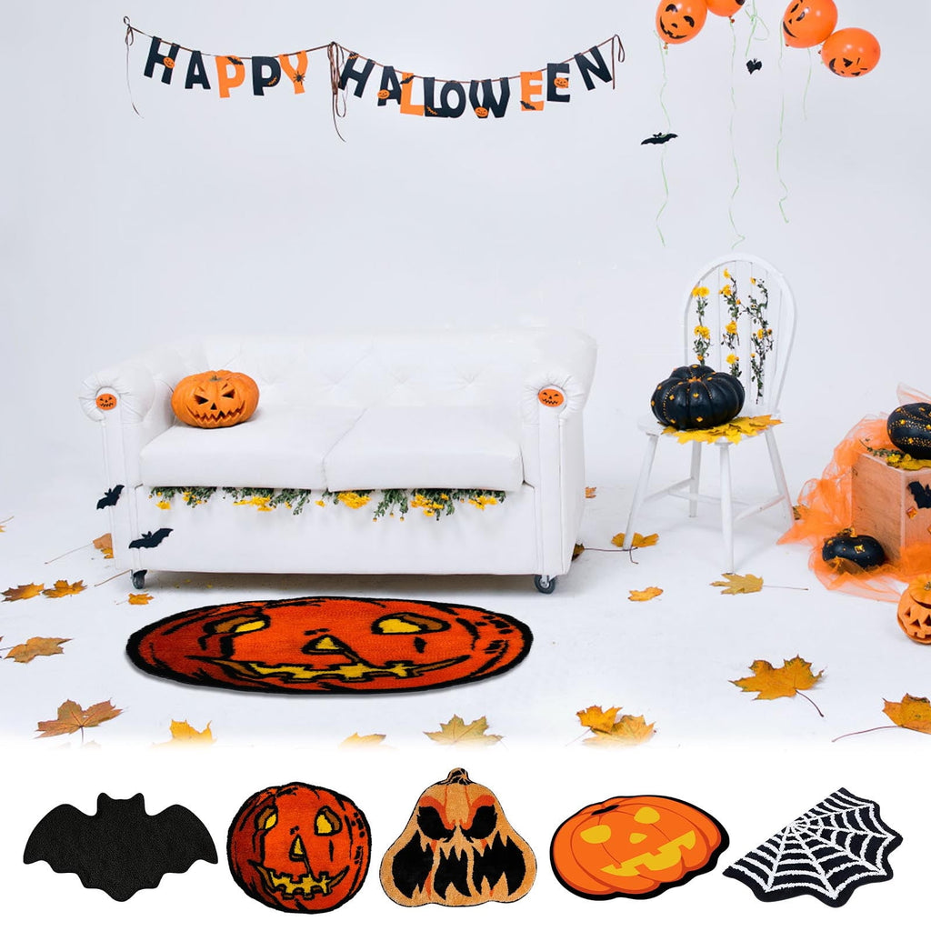 Lksixu Halloween Decorations Rug, Fall Decorations for Home,Cute Halloween Theme Plush Soft Absorbent Non-slip Floor Mat, Halloween Pumpkin Bath Carpet for Thanksgiving Havest Halloween