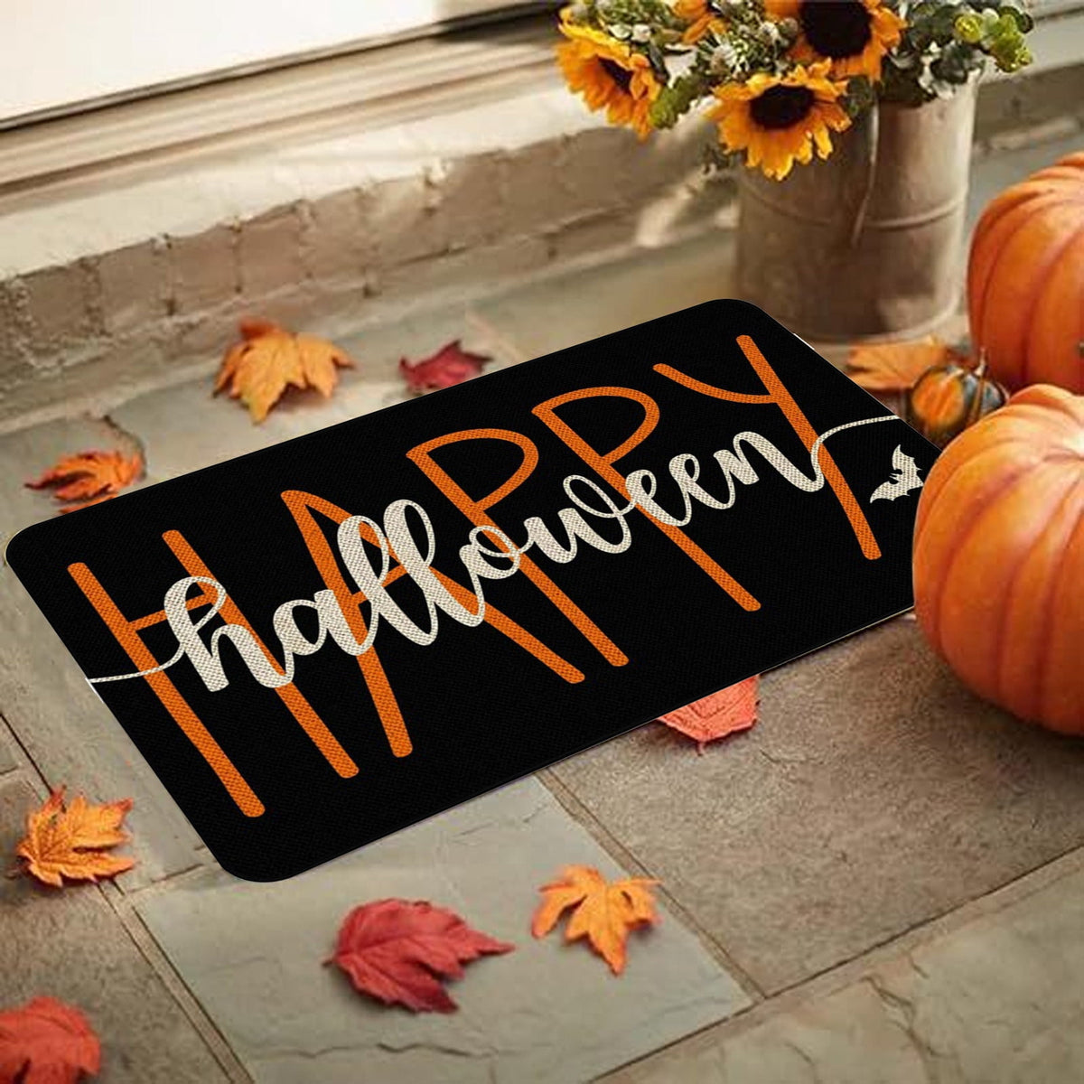 YIMWNYI Halloween-Themed Door Mat, Spooky Entryway Rug, Non-Slip Wiper, Decorative Pumpkin Mat, Perfect for Trick-or-Treaters, Versatile Indoor Outdoor Decor