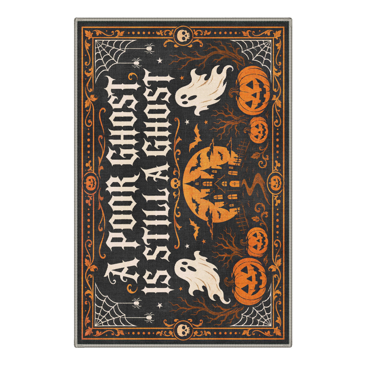 GENIMO 2'x3' Halloween Doormat, Washable Non Slip Soft Whimsical Cat Outdoor Door Mat for Front Door Covered Porch Patio Entryway, Vintage Black