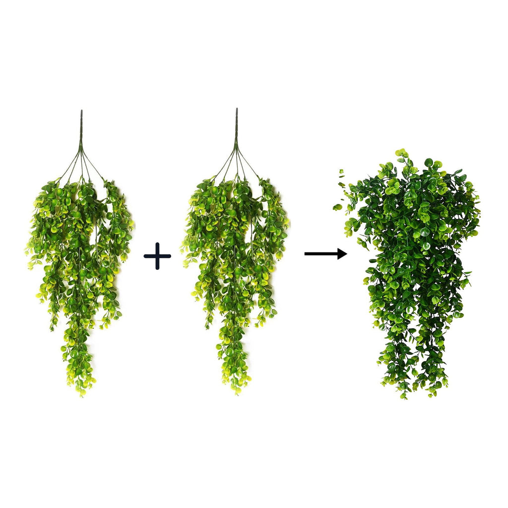 2-Pack Fake Hanging Plants, Faux Hanging Plant Artificial Greenery for Living Room Bedroom Boho Wall Shelf Indoor Outdoor Decor Artificial Hanging Plants