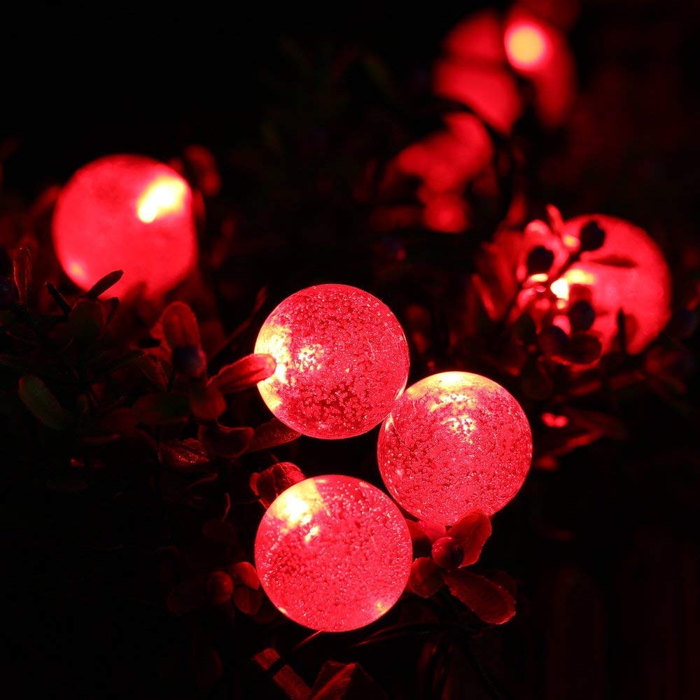 LINLIN Solar Crystal Ball String Lights,Waterproof LED Bubble Globe Solar Fairy Lights 8 Mode Ball String Lights for Bistro Garden Yard Home Party Wedding Christmas Decoration