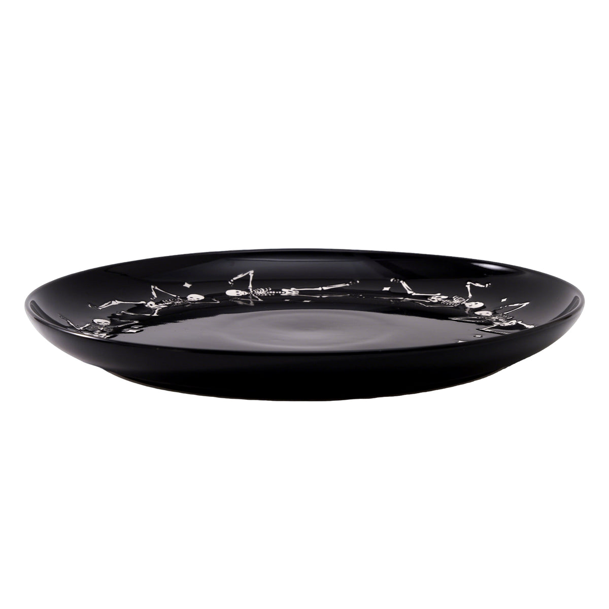 Way To Celebrate Halloween Dancing Skeleton Round Serving Tray, Black, 11.93 in