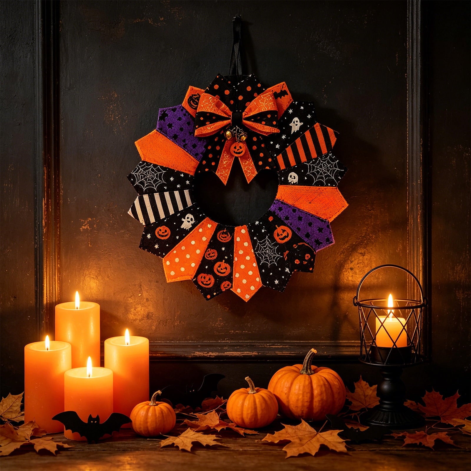 HOARBOEG Autumn Harvest Sunflower Wreath, Artificial Pumpkin Maple Leaf Fall Wreath for Front Door, 21.65 in Thanksgiving Wall Hanging Decor, Outdoor Indoor Harvest Decor