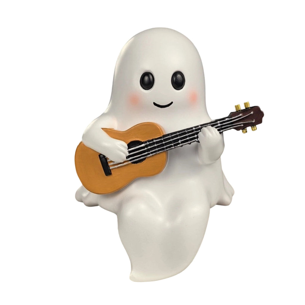 Clearance Ghost Night Light with Guitar USB Powered LED Lamp, Warm White Glow, Resin, Cute Kawaii Figurine, Bedroom Nightlight Gifts