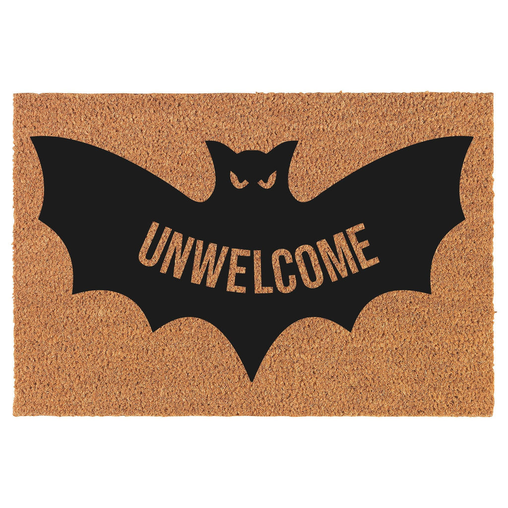 Welcome Doormat Coco Coir Door Mat Gift Unwelcome Bat Halloween (24" x 16")