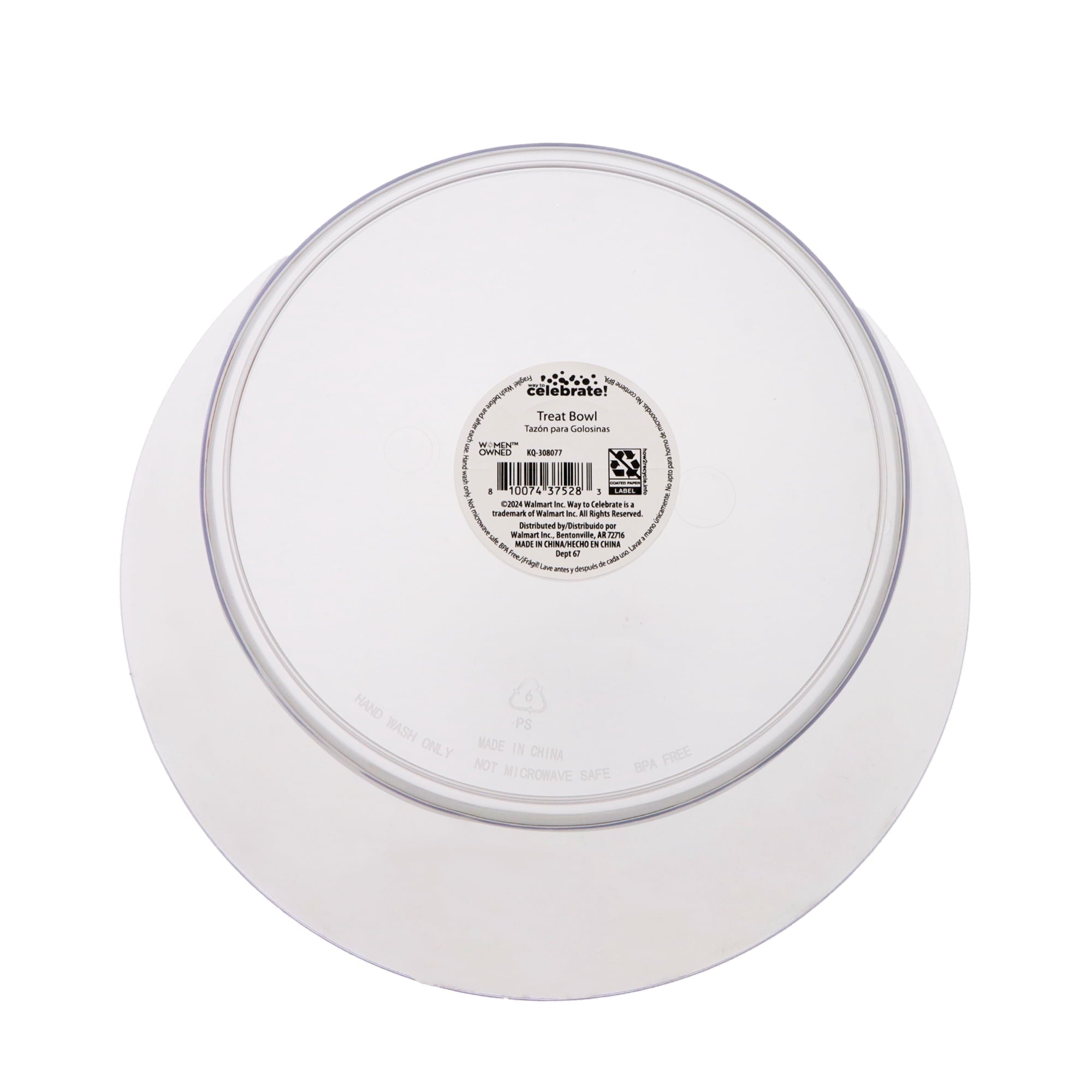10 IN Clear Tapered Plastic Bowl, by Way To Celebrate