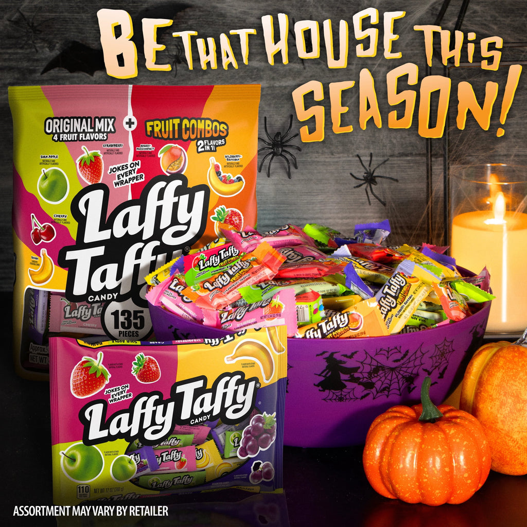 Laffy Taffy, Halloween Candy, Variety Mix Bag Fruit Flavored Candy, Assorted Candy Mix, 135 Pieces