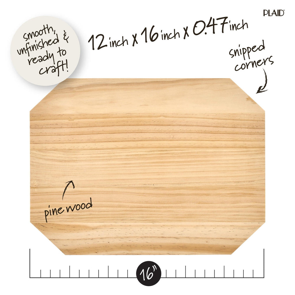 Plaid Wood Surfaces Pine Rectangle Plaque, 12" x 16"