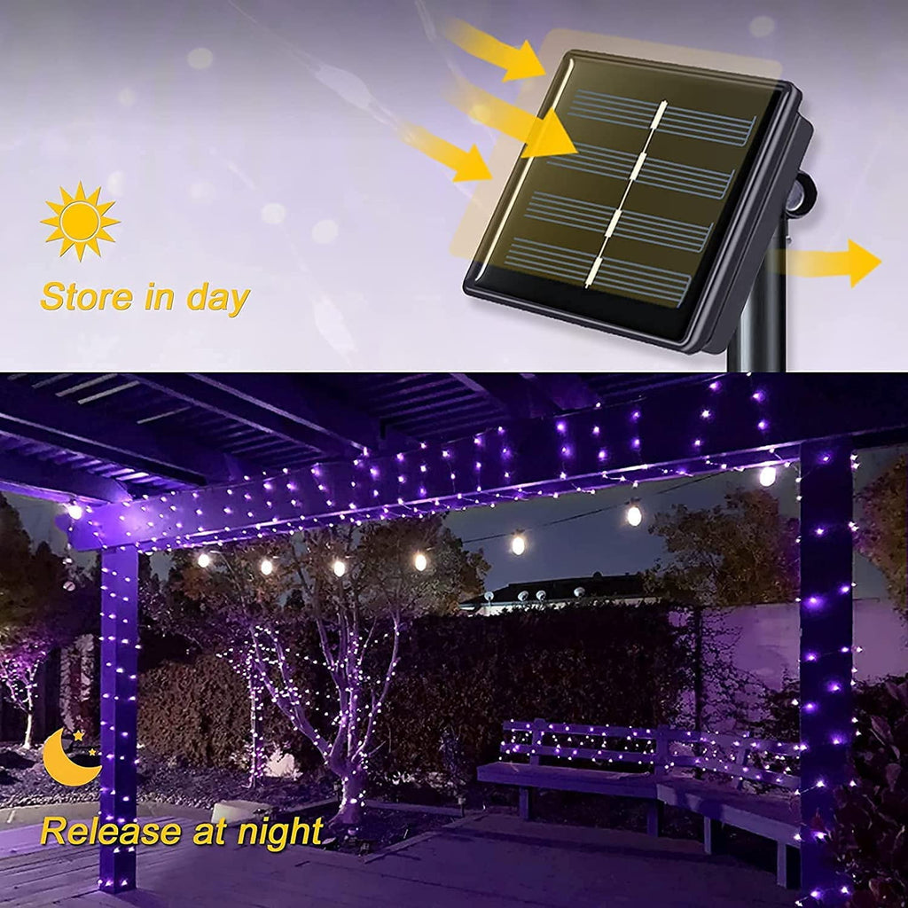 2 Pack Solar Fairy Lights Outdoor 33ft 100 LED Solar Powered Copper Wire Lights 8 Modes Waterproof for Garden Tree Patio Wedding Party Decor,Cool White