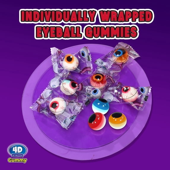 AMOS Cotton Candy Halloween Pizza, Eyeballs Candy for Party, Gluten-Free, 6 Count, 6.35 oz