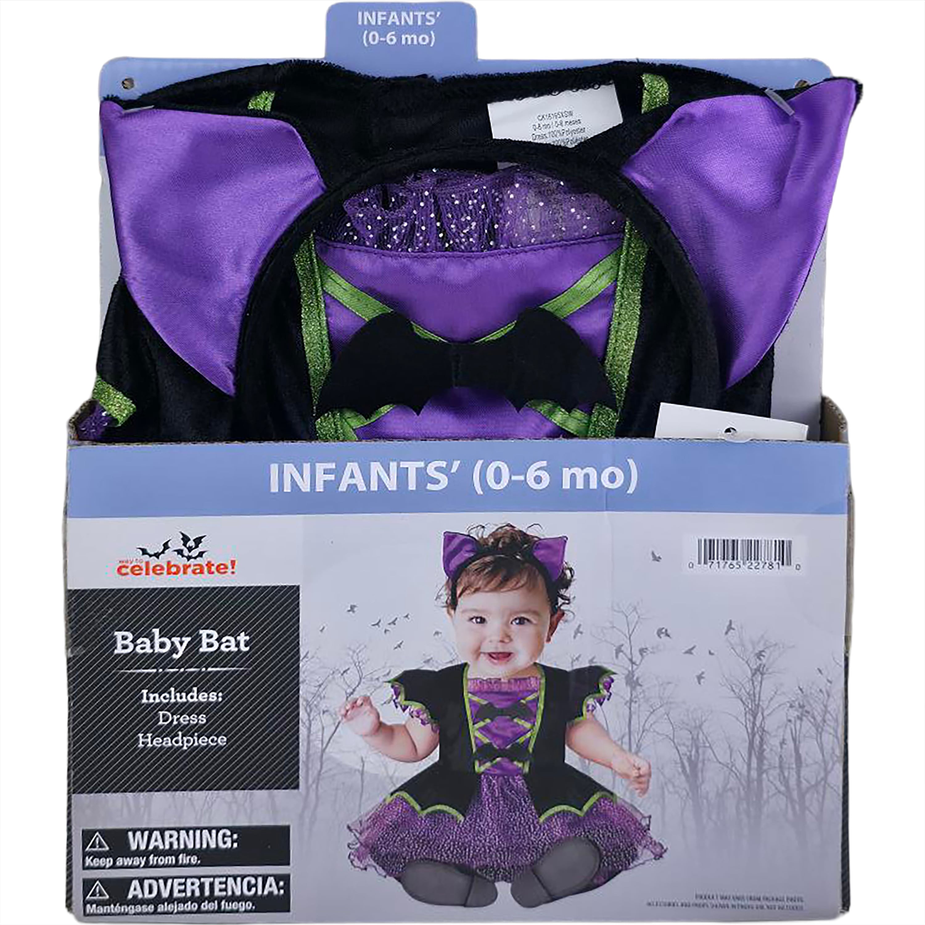 Baby Bat Halloween Costume for Infant, Size 0-6M, by Way to Celebrate