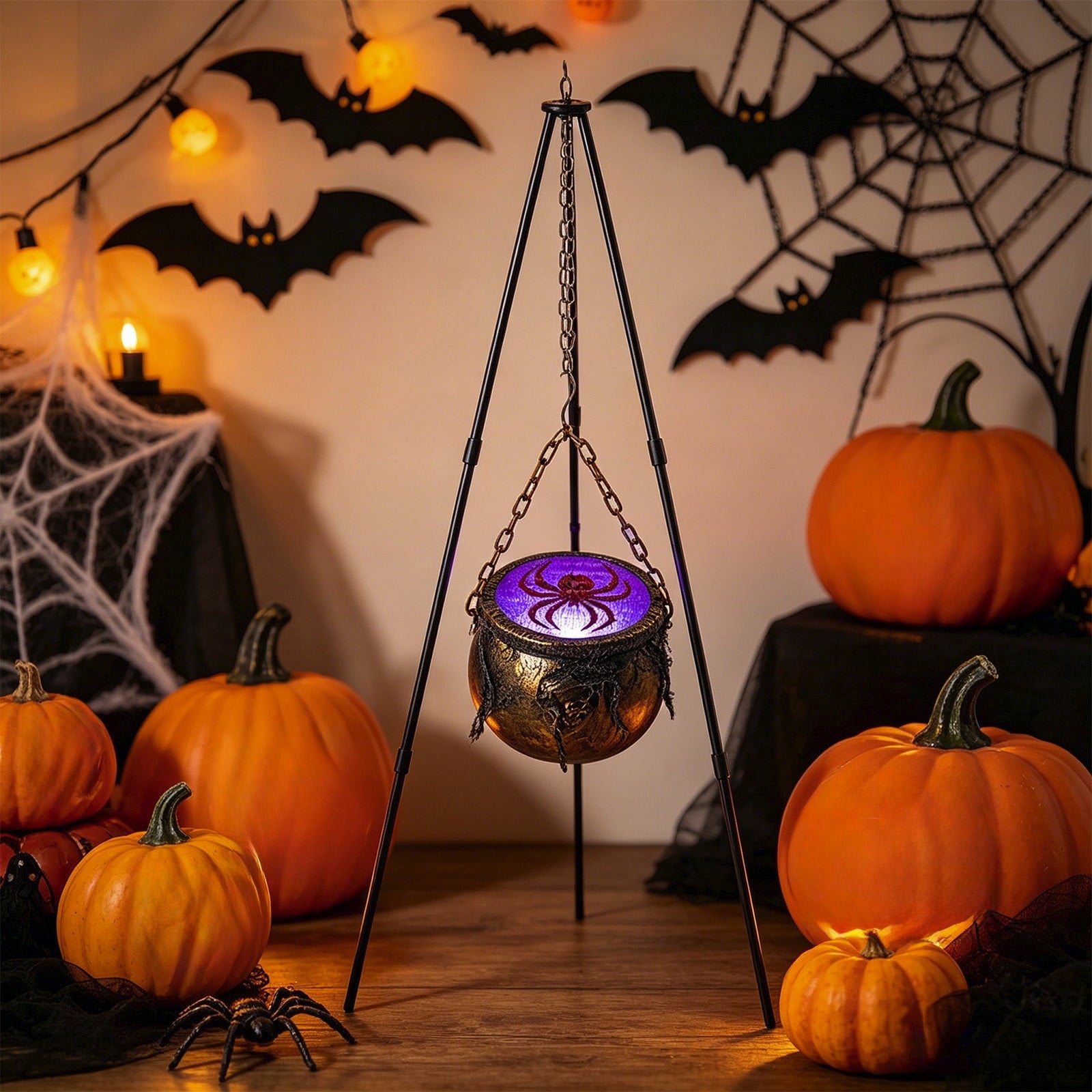 Muecwrye Halloween Decorations Outdoor, Halloween Clearance! Halloween Witches Cauldron on Tripod with Lights, DIY Bubbling Cauldron Set Decor for Home Porch Outside, Halloween Party Supplies