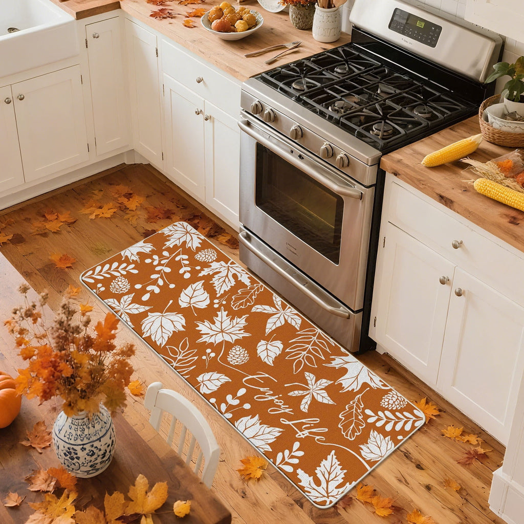 SHENGXINY Halloween Decor Kitchen Rug Set of 2 for Thanksgiving Fall Floor Mat Absorbent Oil Proof Kitchen Mat Entry Door Mat