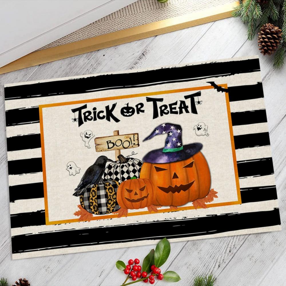 Halloween Door Mat Outdoor Trick or Treat Doormat Non Slip Funny Rug Pumpkin Holiday Decorative Entrance Mat for Halloween Indoor Outdoor Decoration, 15.7x23.6"
