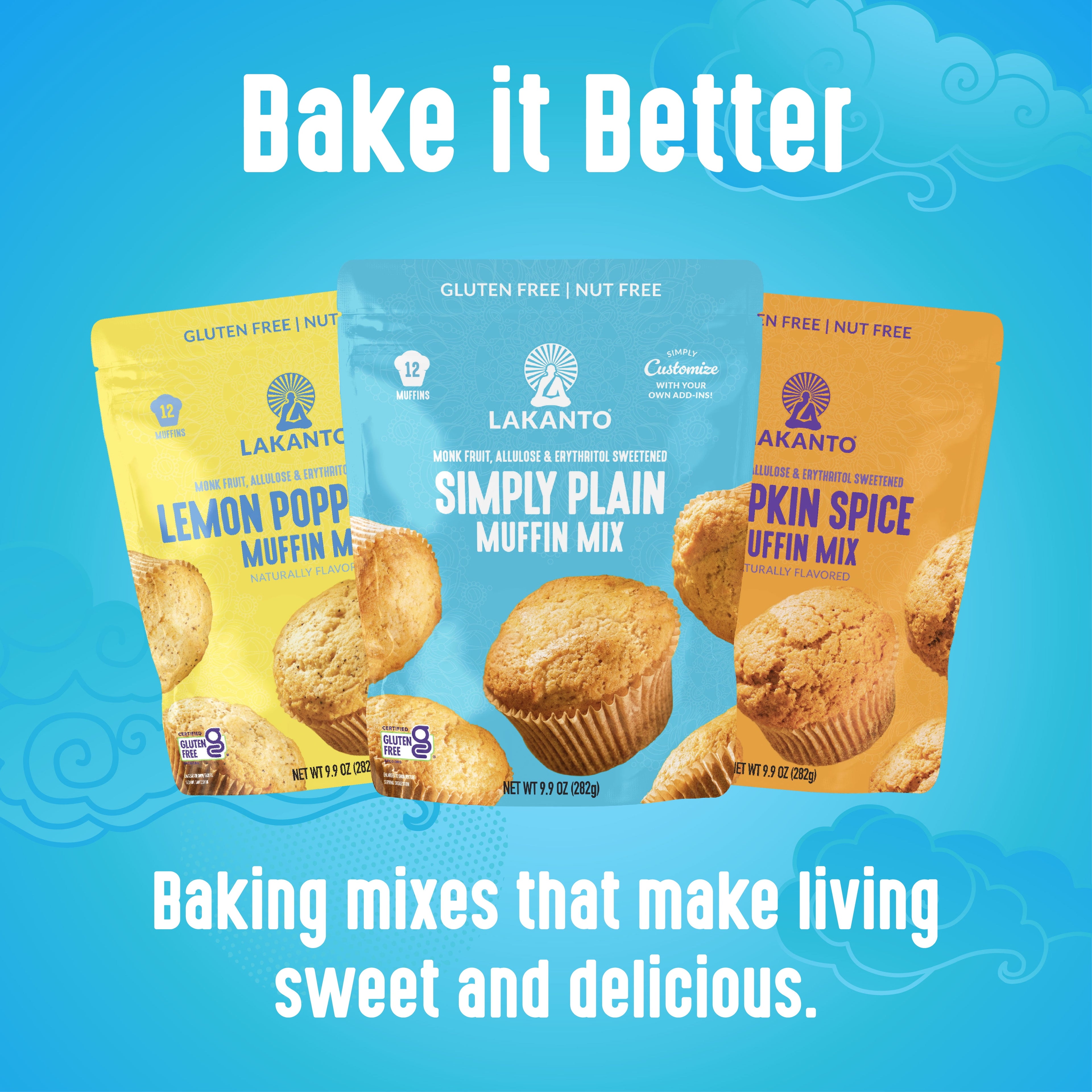 Lakanto Pumpkin Spice Muffin Mix - Sweetened with Monk Fruit and Allulose, Erythritol -8 Oz