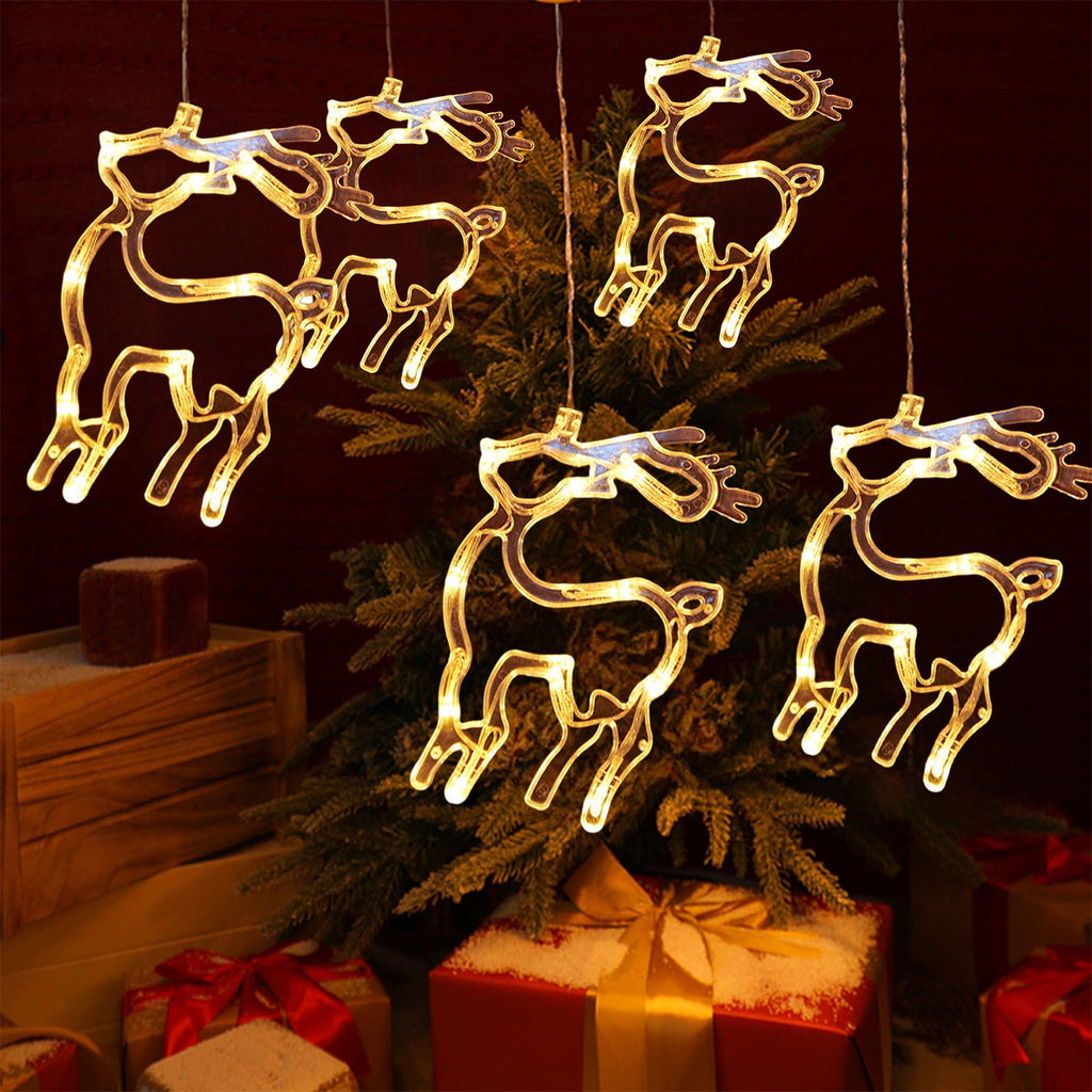 SCNOR Christmas LED Window Lights, Battery Operated Warm White with Suction Cup, Snowman Tree Holiday Decor for Indoor Bedroom Display