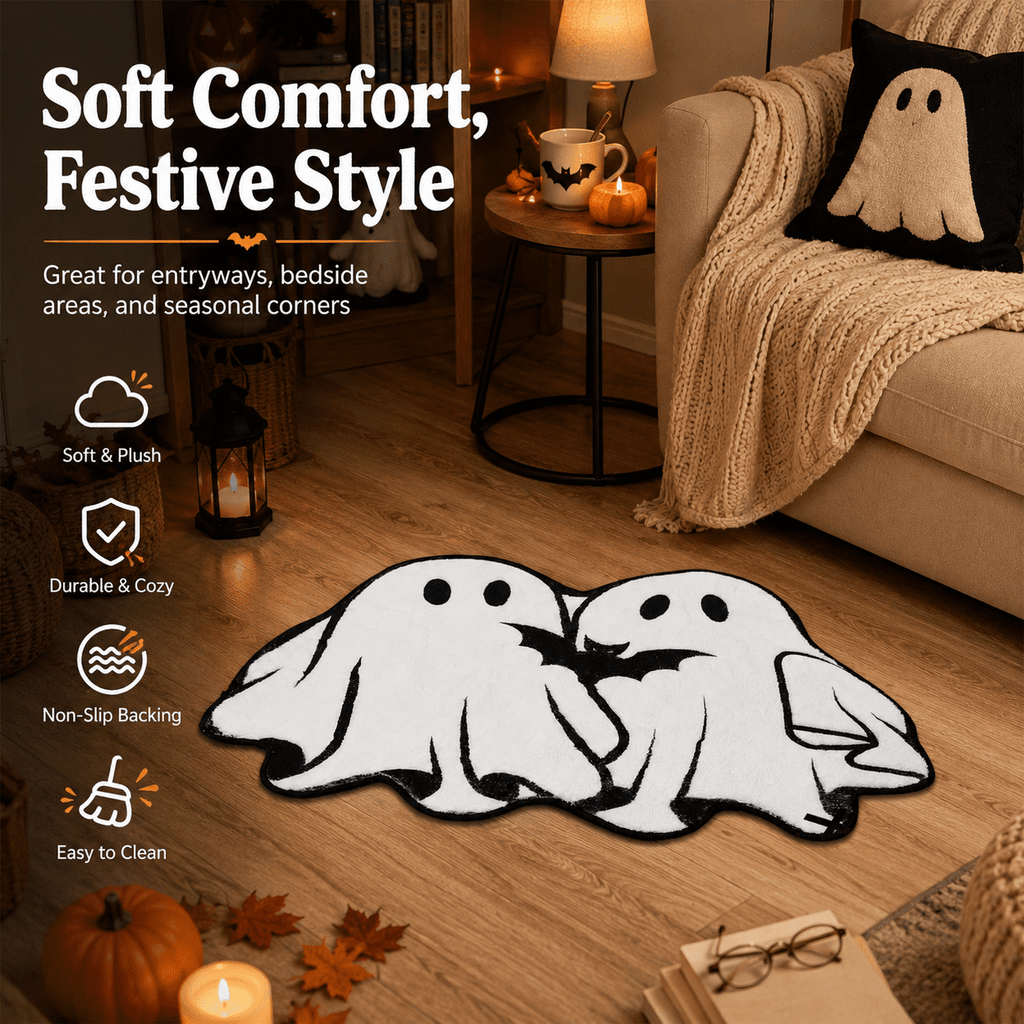 Halloween Door Mat Outdoor Boo Ghost Welcome Doormats for Front Door Non Slip Ghost Floor Mat Black White Stripe Halloween Rug for Entryway Front Porch Outside Decor