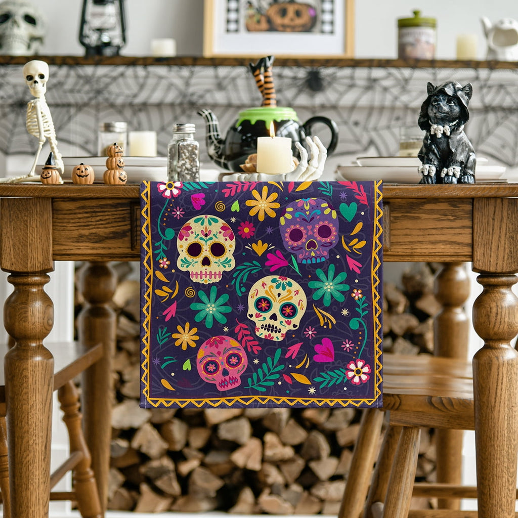 Sm:)e Halloween Table Runner Ghost Pumpkin 13x72 Inch, Halloween Party Kitchen Dining Indoor Outdoor Decorations,Orange