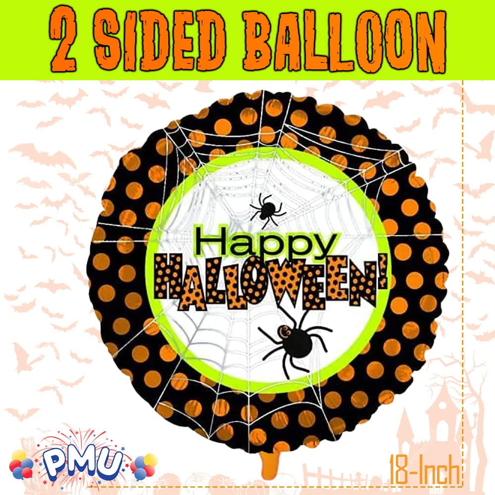 PMU Halloween Party Decoration "Happy Halloween" Jack Faces Aglow 18 Inch Mylar-Foil Balloon (1pkg) Pkg/1