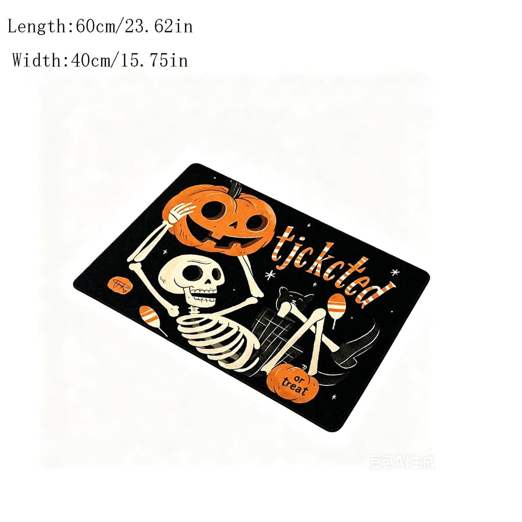 Halloween Ghost Dog Door Mat, Outdoor Coir Entrance Mat for Porch, Spooky Decor for Home Outdoor Entryway Black