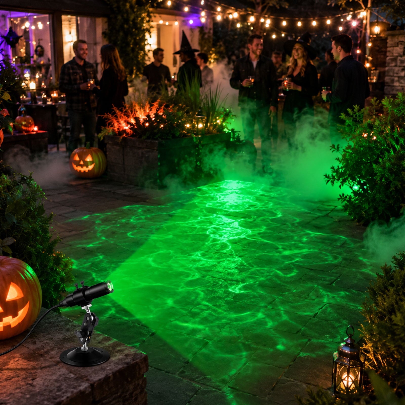 Green Laser Line Projector for Halloween Decorations, IP67 Waterproof Outdoor Green Laser Pointer Light, Compatible with Low Lying Fog Machine, Scary Haunted House Garden Holiday Party Decor (Green)