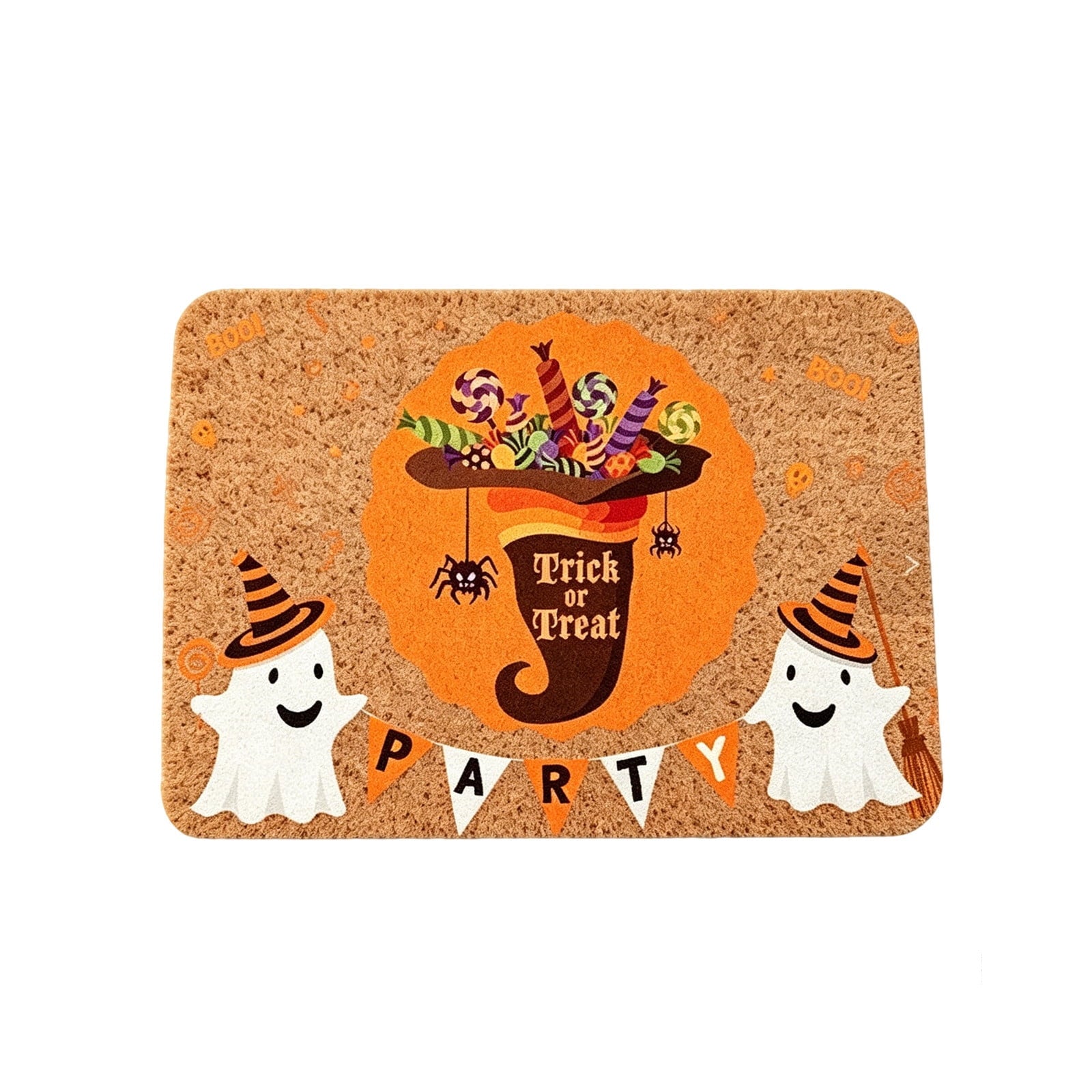 Halloween Doormat Vintage Retro Style Mat 23.6x15.7in Secure-Grip Absorbent Coir Look Entryway Rug for Front Porch Indoor Outdoor Decor by OVFUIZ