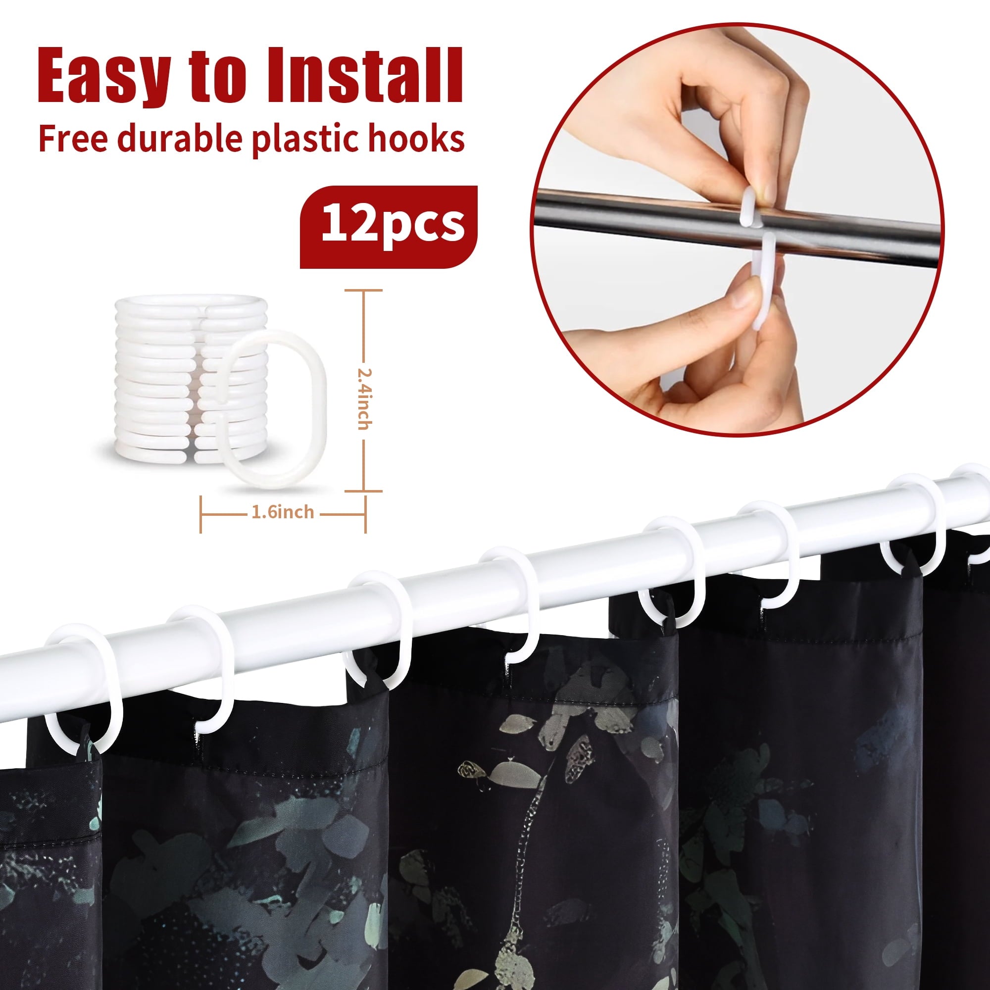 Ikfashoni Fall Shower Curtain with Hooks, Fall Decor for Home, Buffalo Plaid Pumpkin Waterproof Bathroom Curtains, 72"X72"