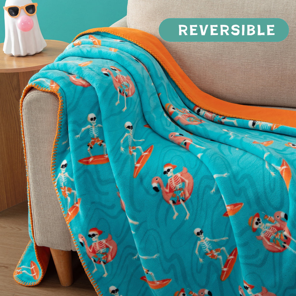 Boo-tique Soft Throw Blanket, Plush Fleece Blanket, Halloween Mermaids, Black, 50" x 72"