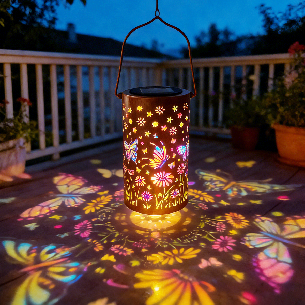 Colorful Solar Lanterns IP65 Outdoor Waterproof, Mother's Day Gifts for Women Mom Grandma - LED Colorful Sunflower Solar Lights Metal Hanging Lantern for Patio Yard Porch