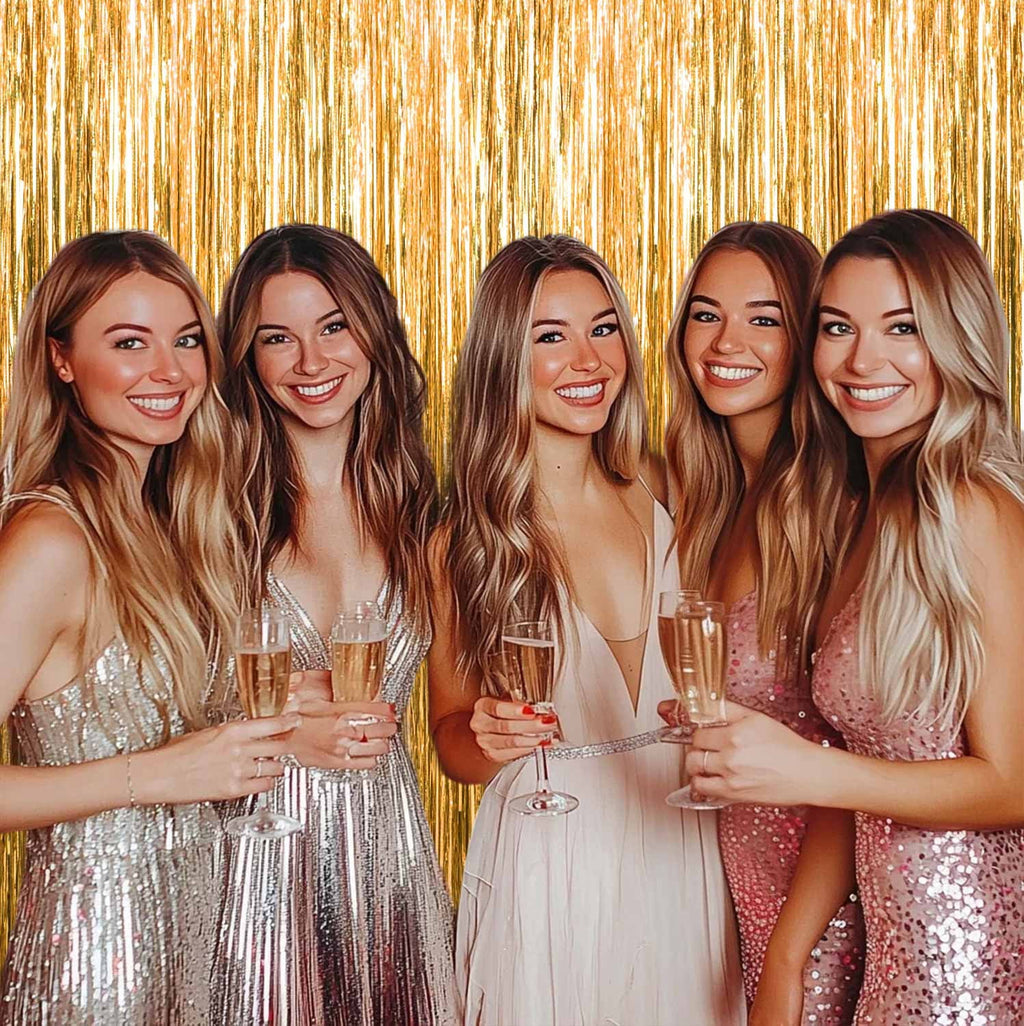 Sm:)e 2-Pack Light Bright Silver Foil Fringe Curtains for Events - Birthday, Wedding, Graduation, Christmas, Baby Shower, various festivals Decor Photo Booth Fun!