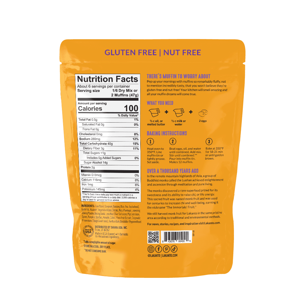 Lakanto Pumpkin Spice Muffin Mix - Sweetened with Monk Fruit and Allulose, Erythritol -8 Oz